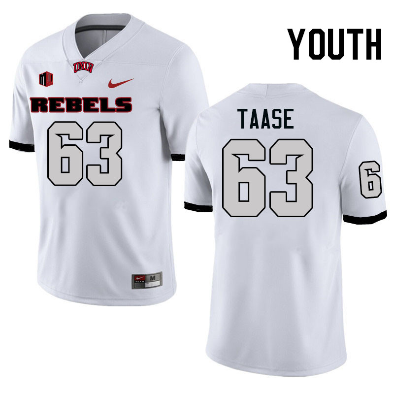 Youth #63 Amare Taase UNLV Rebels College Football Jerseys Stitched-White